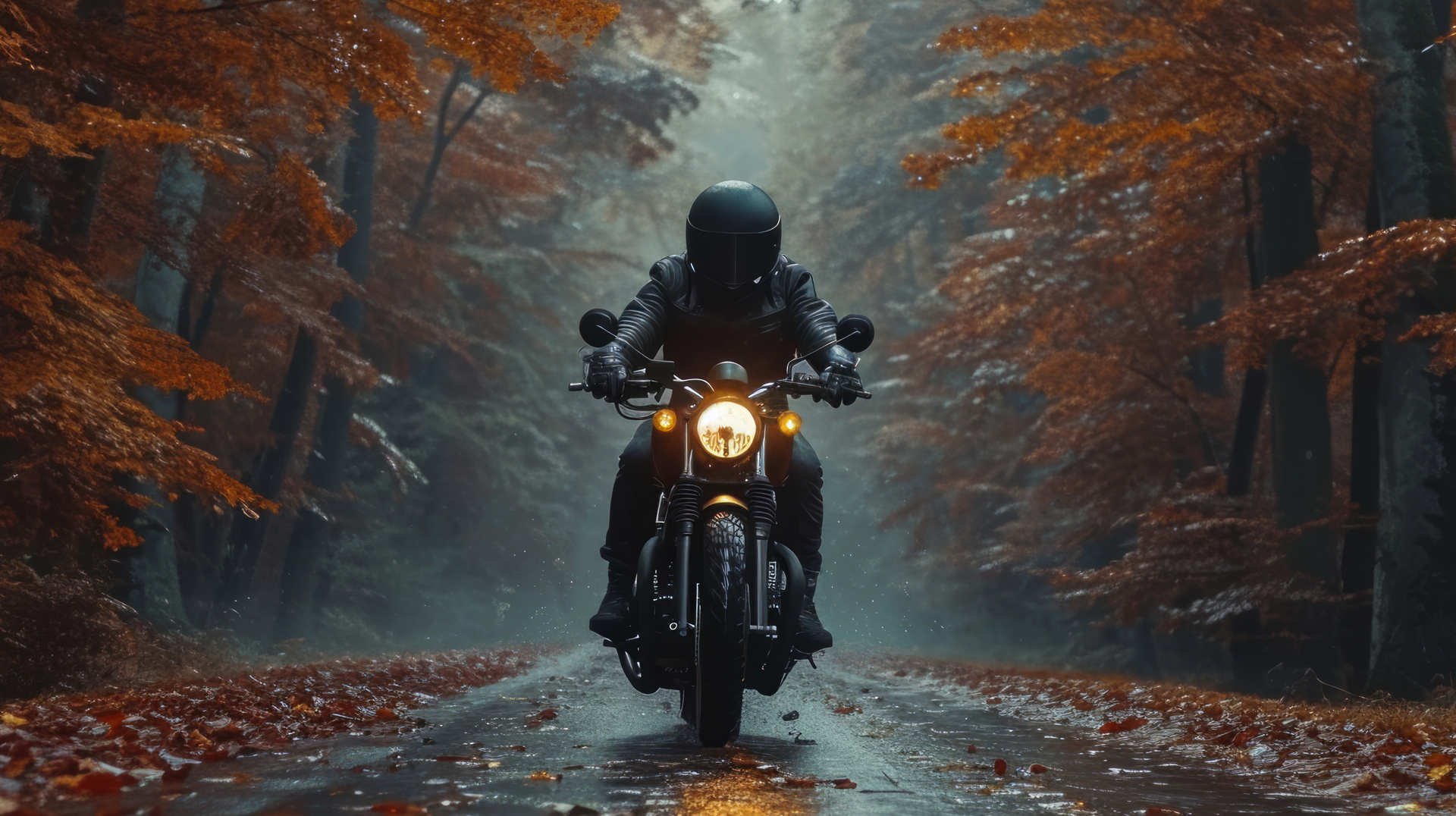 Rider with a Royal Enfield in the mountains
